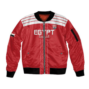 Egyptian Football Custom Sleeve Zip Bomber Jacket Yalla Masr - Red Ver