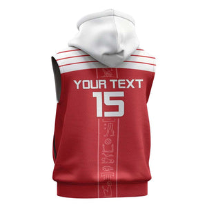 Egyptian Football Custom Sleeveless Hoodie Yalla Masr - Red Ver - African Pride