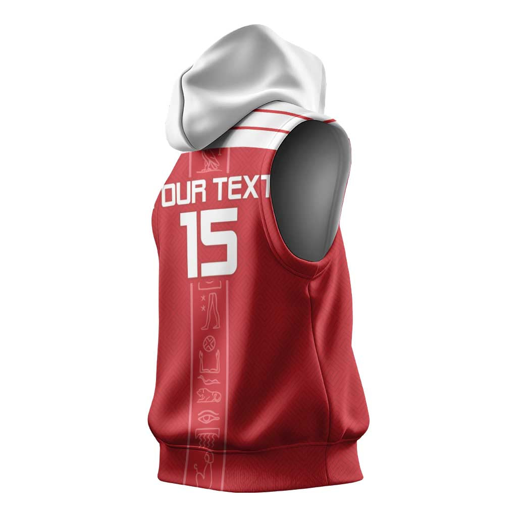 Egyptian Football Custom Sleeveless Hoodie Yalla Masr - Red Ver - African Pride