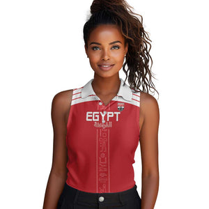 Egyptian Football Custom Women Sleeveless Polo Shirt Yalla Masr - Red Ver