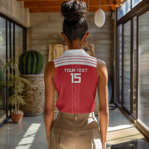 Egyptian Football Custom Women Sleeveless Polo Shirt Yalla Masr - Red Ver