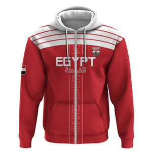 Egyptian Football Custom Zip Hoodie Yalla Masr - Red Ver