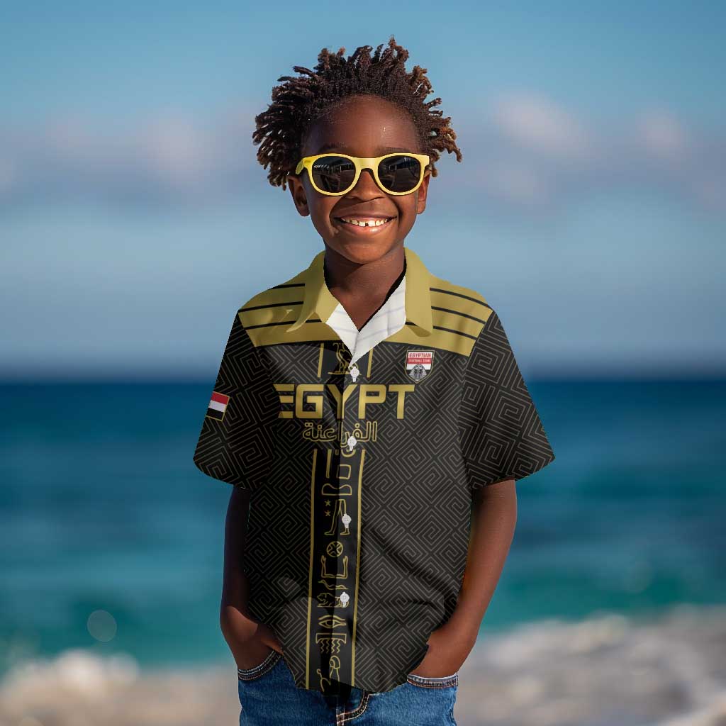 Egyptian Football Custom Kid Hawaiian Shirt Yalla Masr - Black Ver