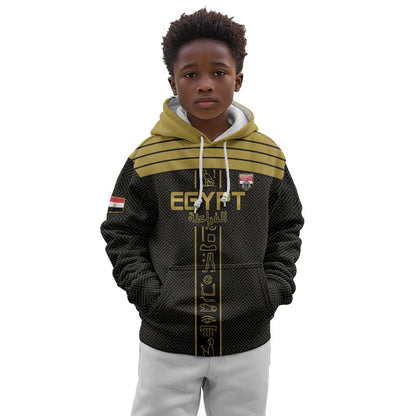 Egyptian Football Custom Kid Hoodie Yalla Masr - Black Ver