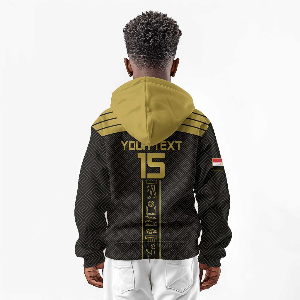 Egyptian Football Custom Kid Hoodie Yalla Masr - Black Ver