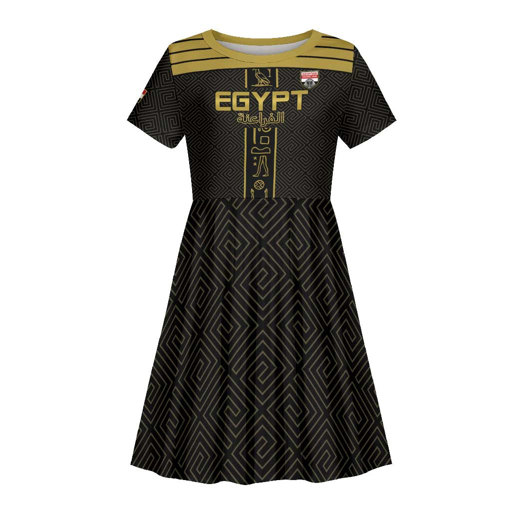 Egyptian Football Custom Kid Short Sleeve Dress Yalla Masr - Black Ver