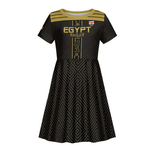 Egyptian Football Custom Kid Short Sleeve Dress Yalla Masr - Black Ver