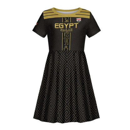 Egyptian Football Custom Kid Short Sleeve Dress Yalla Masr - Black Ver