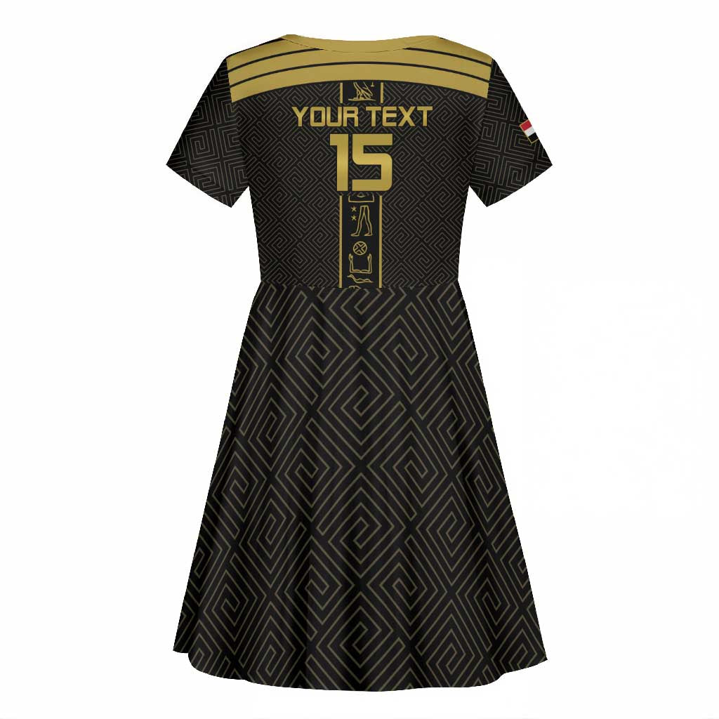 Egyptian Football Custom Kid Short Sleeve Dress Yalla Masr - Black Ver