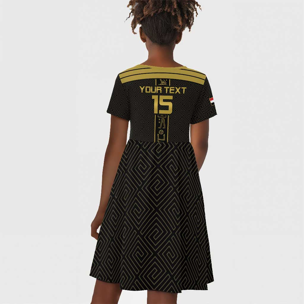 Egyptian Football Custom Kid Short Sleeve Dress Yalla Masr - Black Ver