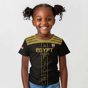 Egyptian Football Custom Kid T shirt Yalla Masr - Black Ver
