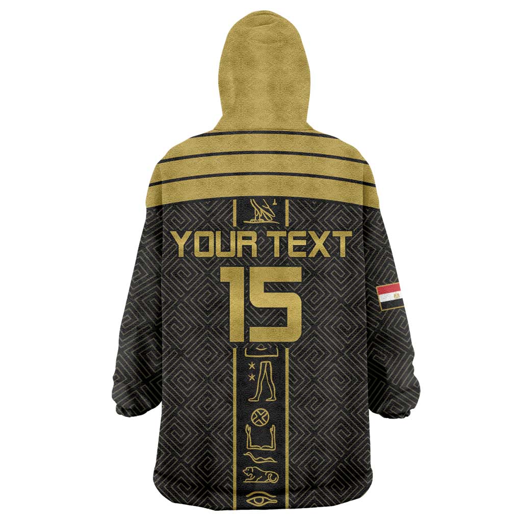 Egyptian Football Custom Kid Wearable Blanket Hoodie Yalla Masr - Black Ver