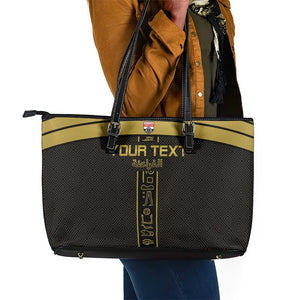 Egyptian Football Custom Leather Tote Bag Yalla Masr - Black Ver