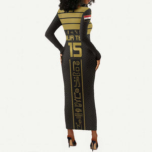 Egyptian Football Custom Long Sleeve Bodycon Dress Yalla Masr - Black Ver LT15