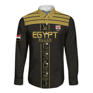 Egyptian Football Custom Long Sleeve Button Shirt Yalla Masr - Black Ver