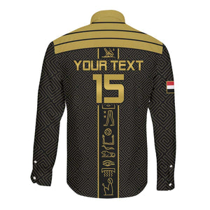 Egyptian Football Custom Long Sleeve Button Shirt Yalla Masr - Black Ver