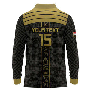 Egyptian Football Custom Long Sleeve Polo Shirt Yalla Masr - Black Ver