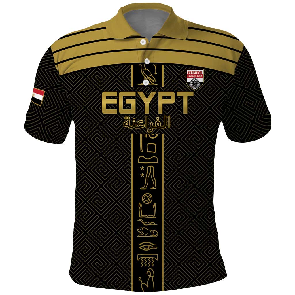 Egyptian Football Custom Polo Shirt Yalla Masr - Black Ver