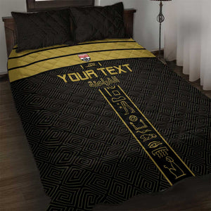 Egyptian Football Custom Quilt Bed Set Yalla Masr - Black Ver