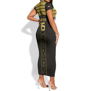 Egyptian Football Custom Short Sleeve Bodycon Dress Yalla Masr - Black Ver LT15