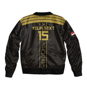 Egyptian Football Custom Sleeve Zip Bomber Jacket Yalla Masr - Black Ver