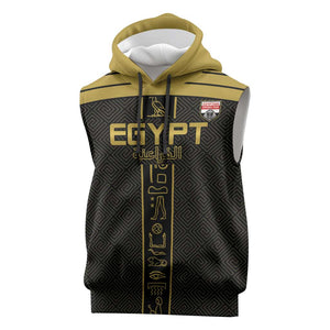 Egyptian Football Custom Sleeveless Hoodie Yalla Masr - Black Ver - African Pride