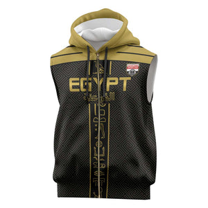 Egyptian Football Custom Sleeveless Zip Hoodie Yalla Masr - Black Ver - African Pride