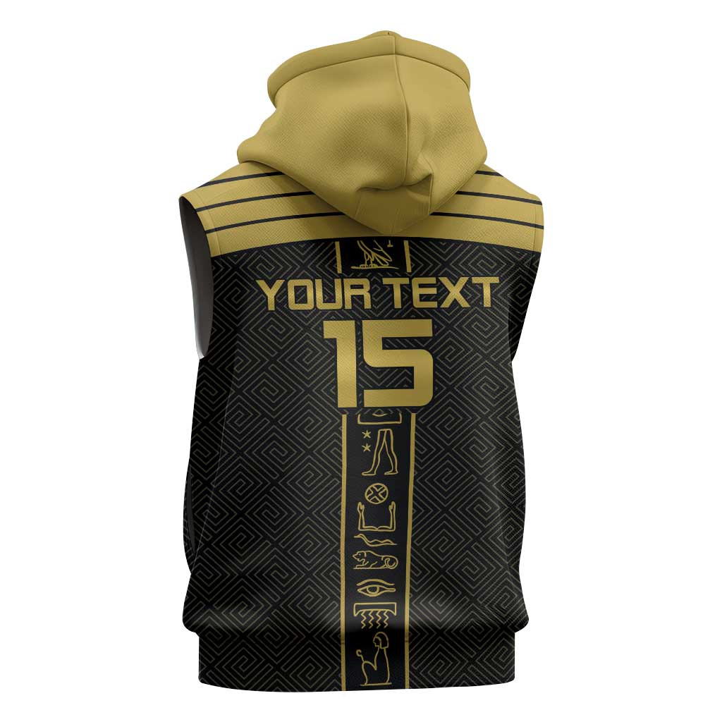 Egyptian Football Custom Sleeveless Zip Hoodie Yalla Masr - Black Ver - African Pride