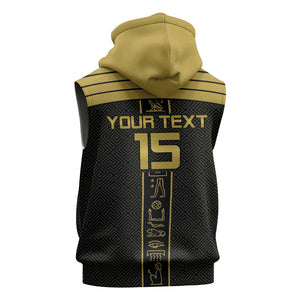 Egyptian Football Custom Sleeveless Zip Hoodie Yalla Masr - Black Ver - African Pride
