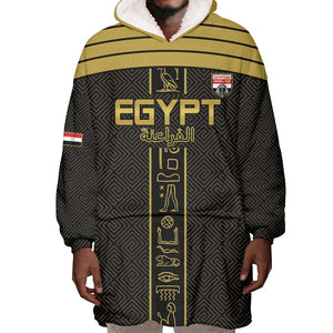 Egyptian Football Custom Wearable Blanket Hoodie Yalla Masr - Black Ver