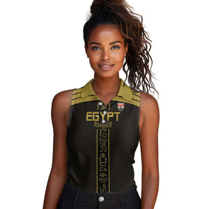 Egyptian Football Custom Women Sleeveless Polo Shirt Yalla Masr - Black Ver