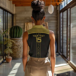 Egyptian Football Custom Women Sleeveless Polo Shirt Yalla Masr - Black Ver