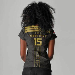 Egyptian Football Custom Women V-Neck T-Shirt Yalla Masr - Black Ver