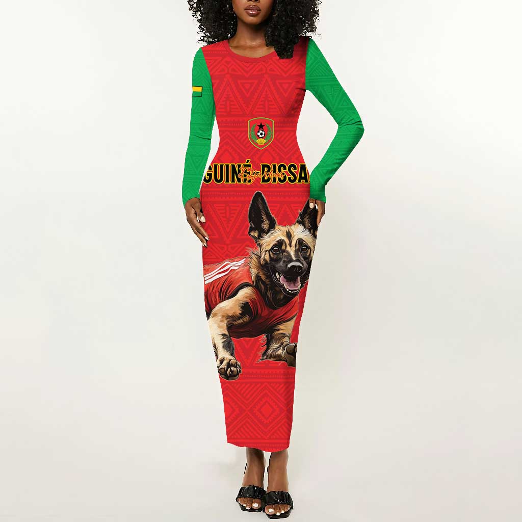 Custom Guinea-Bissau Football Long Sleeve Bodycon Dress Go Djurtus Go LT15