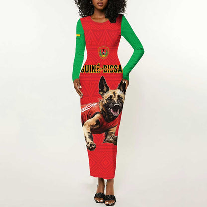 Custom Guinea-Bissau Football Long Sleeve Bodycon Dress Go Djurtus Go LT15