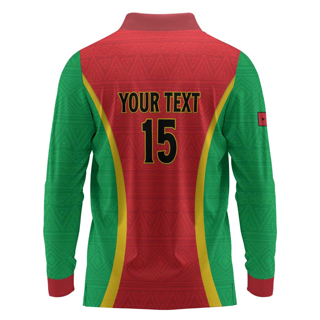 Custom Guinea-Bissau Football Long Sleeve Polo Shirt Go Djurtus Go