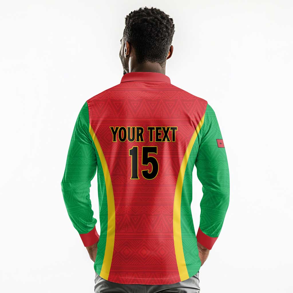 Custom Guinea-Bissau Football Long Sleeve Polo Shirt Go Djurtus Go