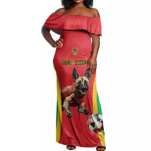 Custom Guinea-Bissau Football Off Shoulder Maxi Dress Go Djurtus Go