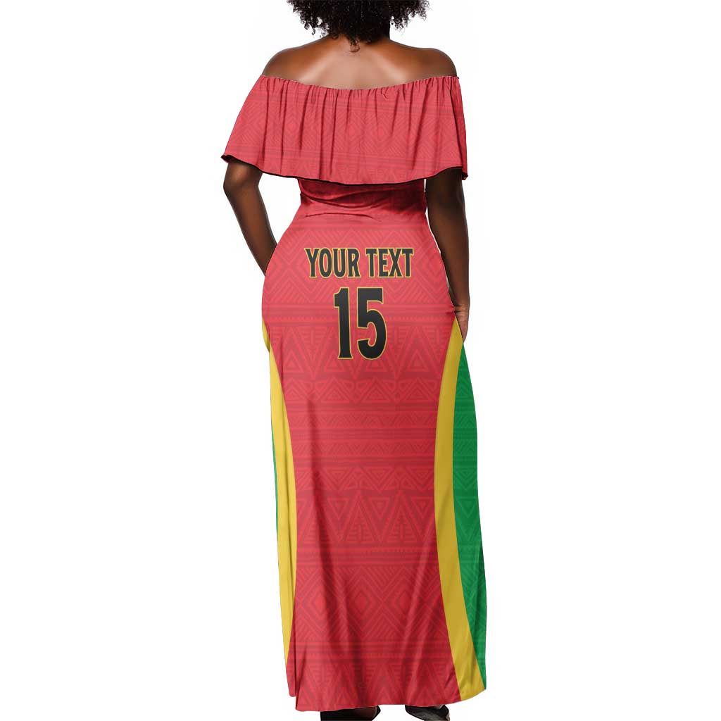Custom Guinea-Bissau Football Off Shoulder Maxi Dress Go Djurtus Go