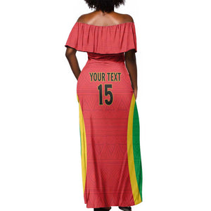 Custom Guinea-Bissau Football Off Shoulder Maxi Dress Go Djurtus Go