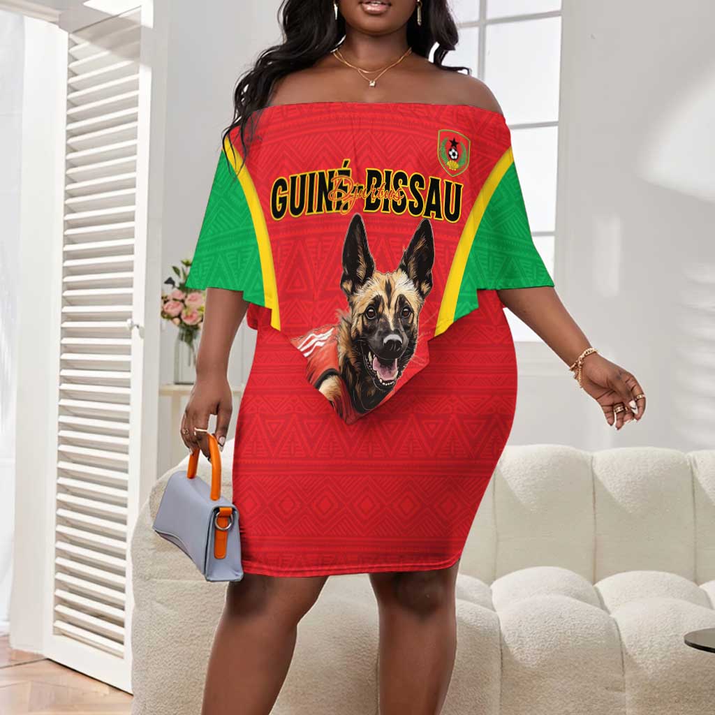 Custom Guinea-Bissau Football Off Shoulder Short Dress Go Djurtus Go