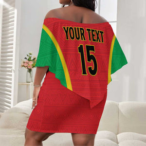 Custom Guinea-Bissau Football Off Shoulder Short Dress Go Djurtus Go