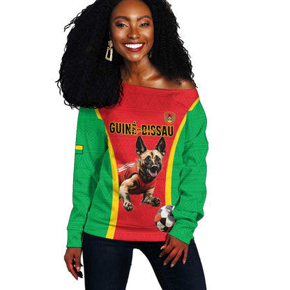 Custom Guinea-Bissau Football Off Shoulder Sweater Go Djurtus Go