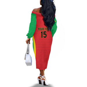 Custom Guinea-Bissau Football Off The Shoulder Long Sleeve Dress Go Djurtus Go