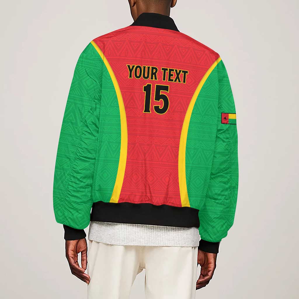 Custom Guinea-Bissau Football Sleeve Zip Bomber Jacket Go Djurtus Go