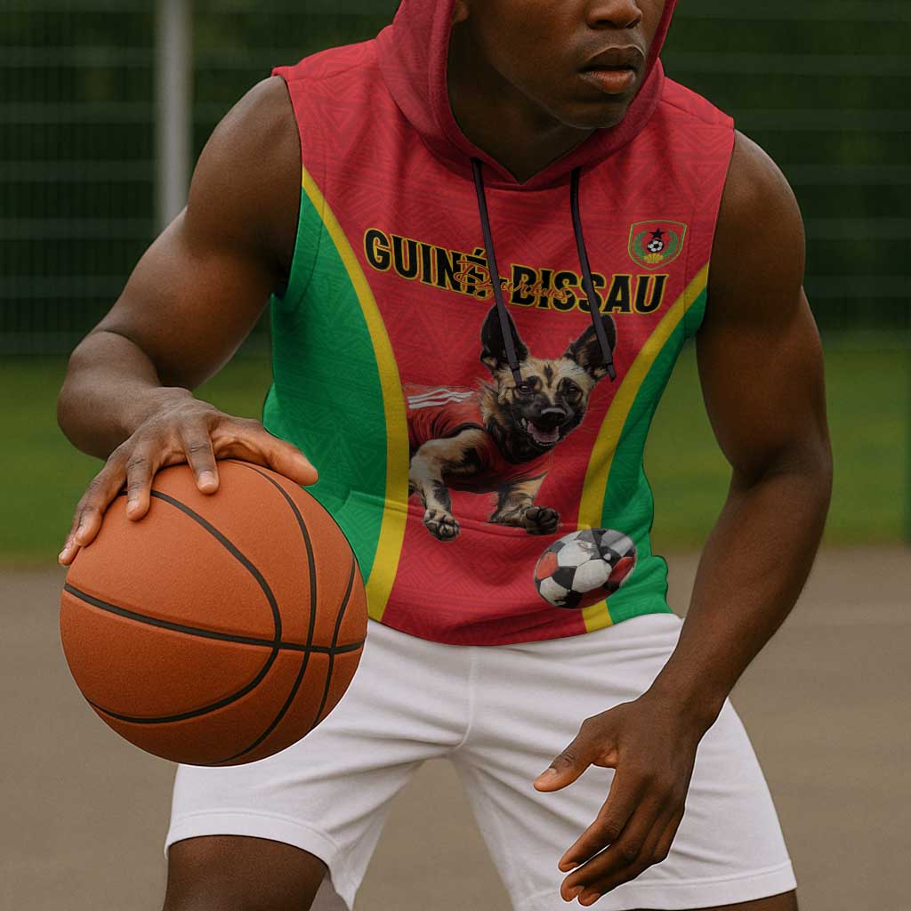 Custom Guinea-Bissau Football Sleeveless Hoodie Go Djurtus Go - African Pride