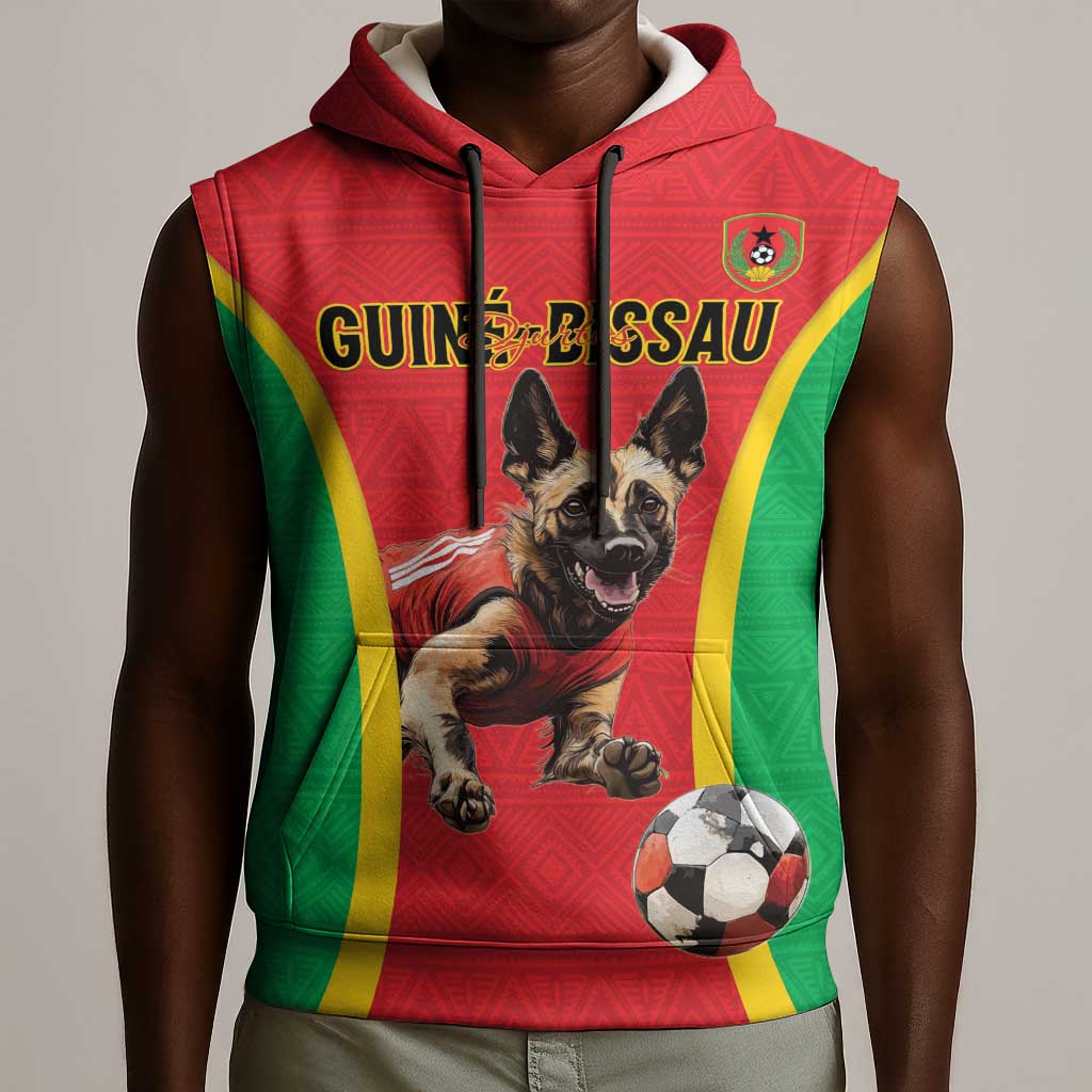 Custom Guinea-Bissau Football Sleeveless Hoodie Go Djurtus Go - African Pride