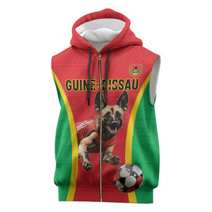 Custom Guinea-Bissau Football Sleeveless Zip Hoodie Go Djurtus Go - African Pride