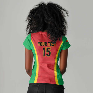 Custom Guinea-Bissau Football Women V-Neck T-Shirt Go Djurtus Go