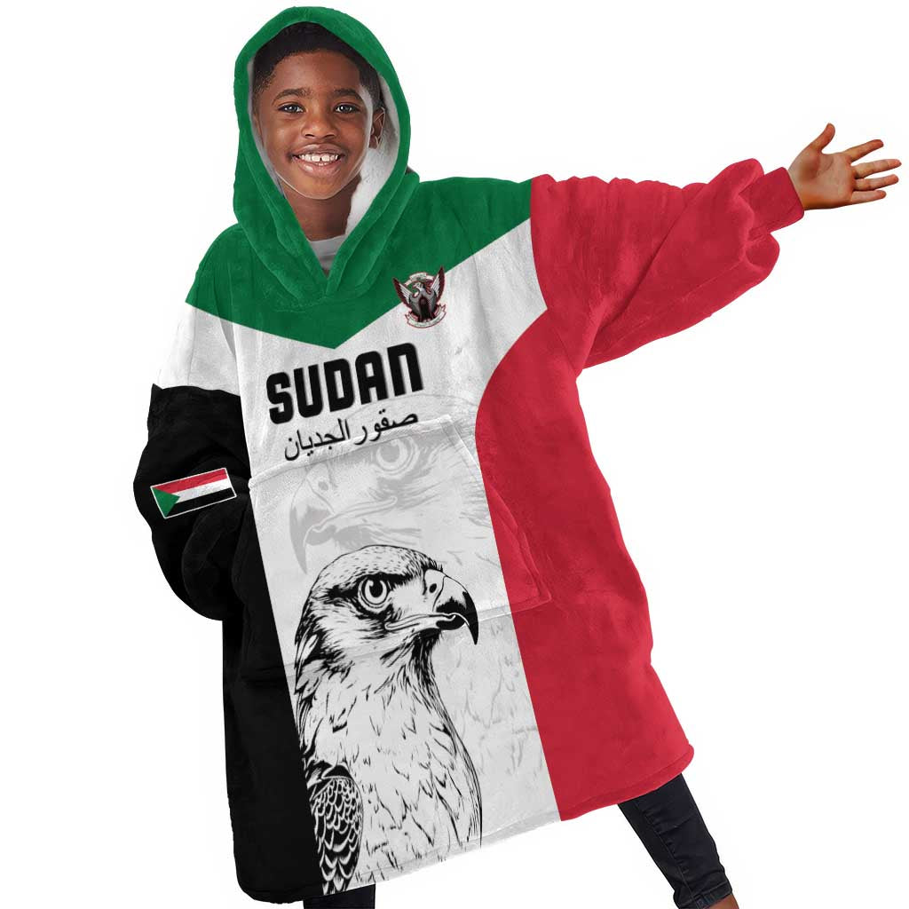 Custom Sudan Football Kid Wearable Blanket Hoodie Yalla Sudan